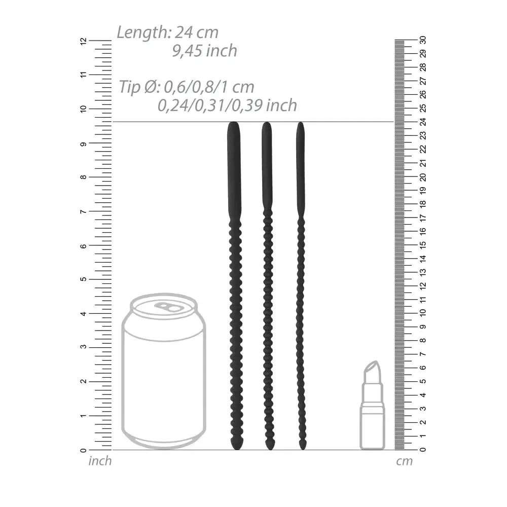 9.5-inch Shots Silicone Black Urethral Sound Set