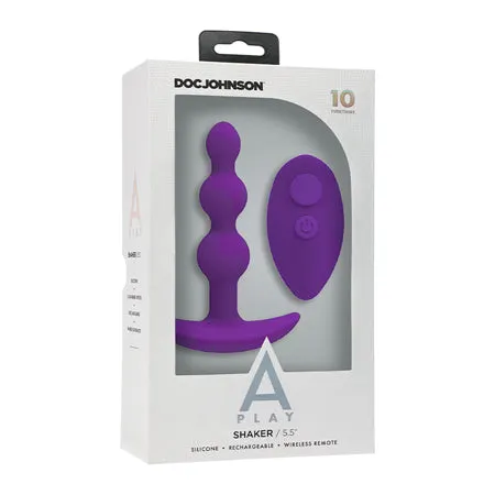 A Play Shaker Rechargeable Silicone Anal Plug w/Remote - Purple