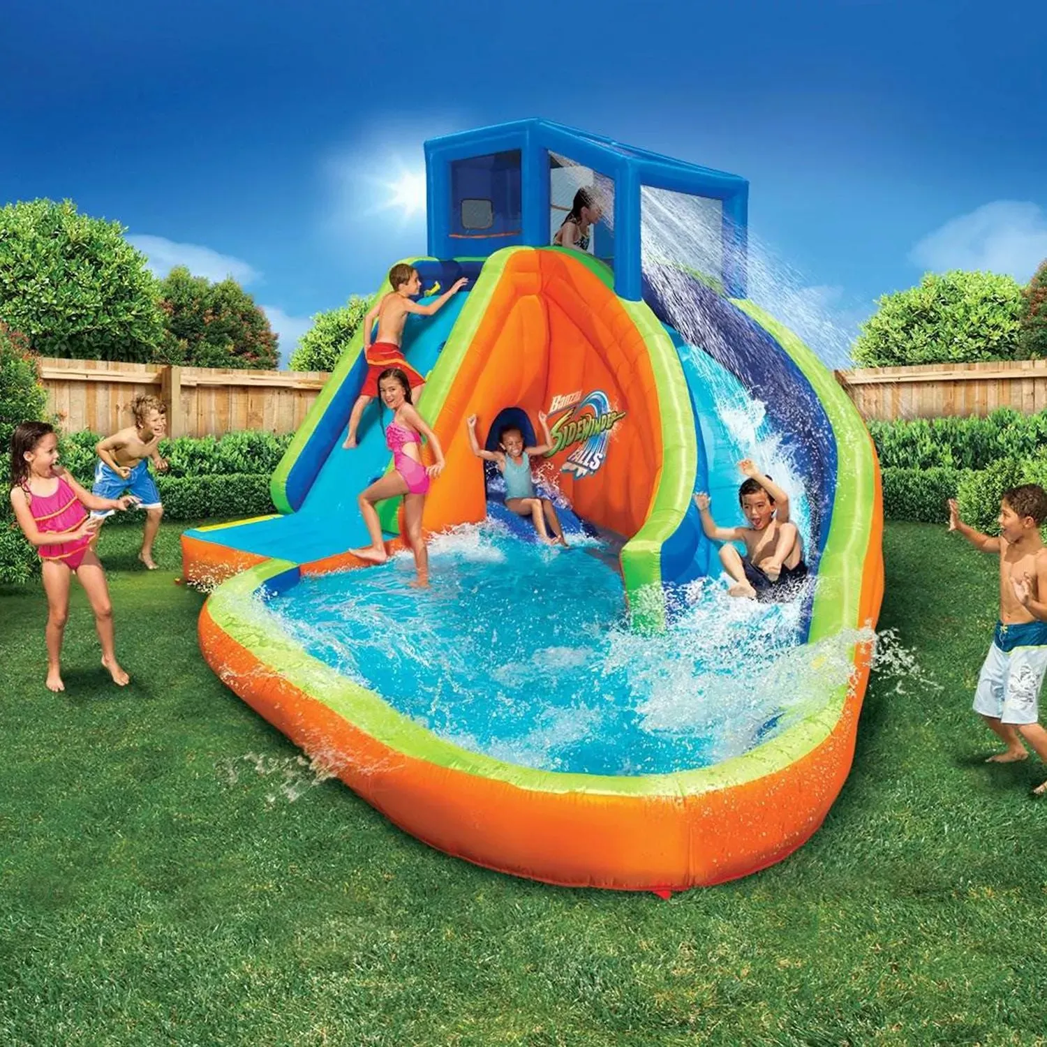 Banzai Sidewinder Falls inflatable outdoor adventure water park and swimming pool Banzai