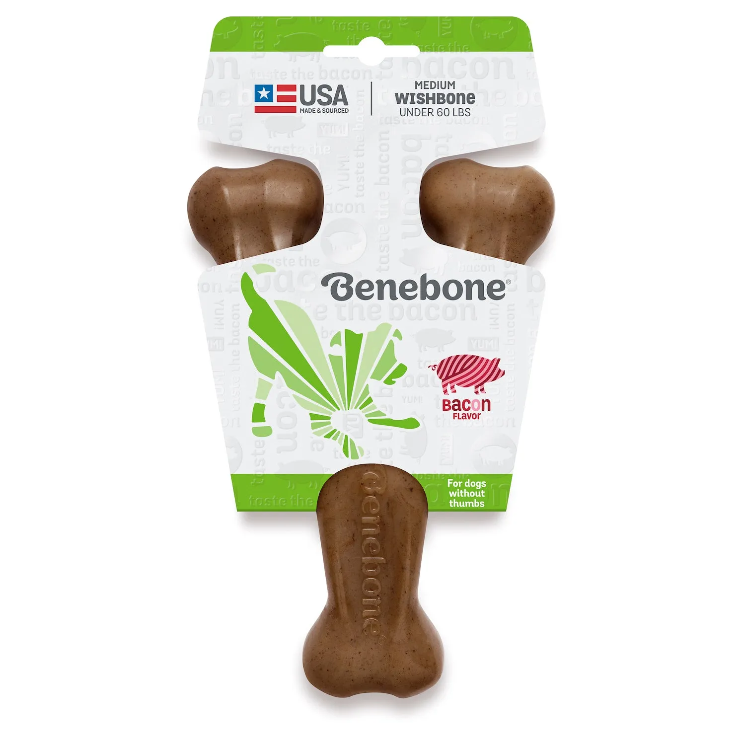 Benebone Puppy Wishbone Dog Chew Toy, Real Bacon