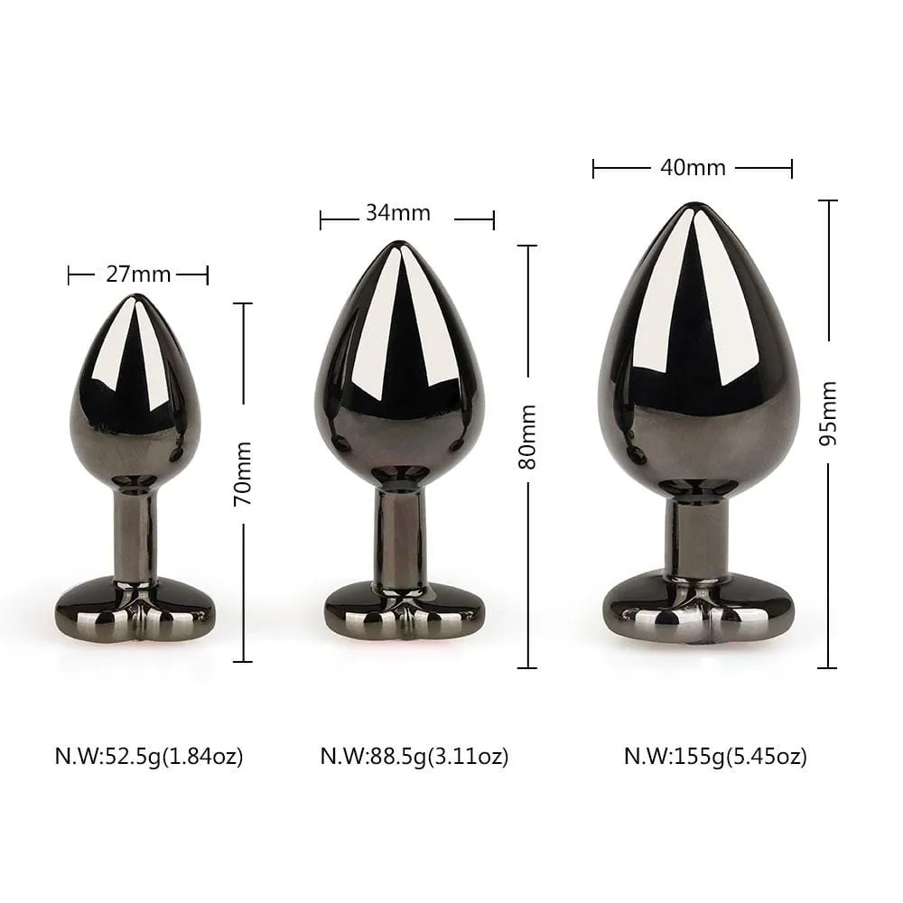 Black Steel Anal Toy Set (3 Piece)