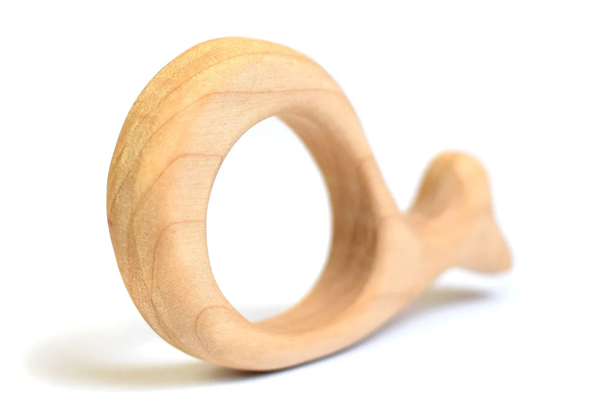 Bumbu Handmade Wooden Whale Baby Teether