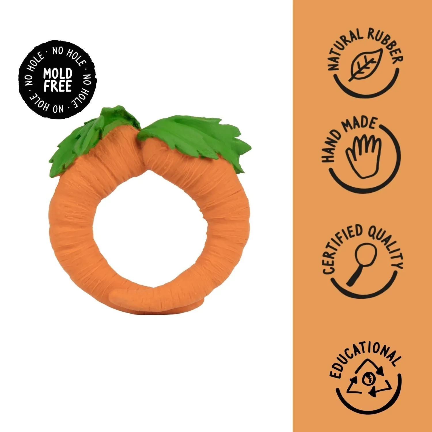 Cathy The Carrot Natural Rubber Teether