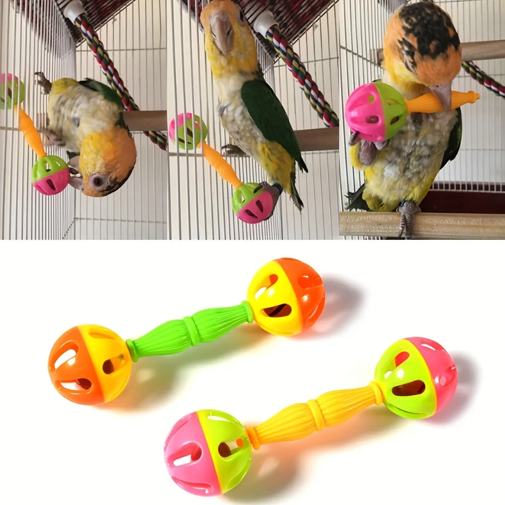 Colorful Bird Toys DualHeaded Rattle  Bell Ball Set