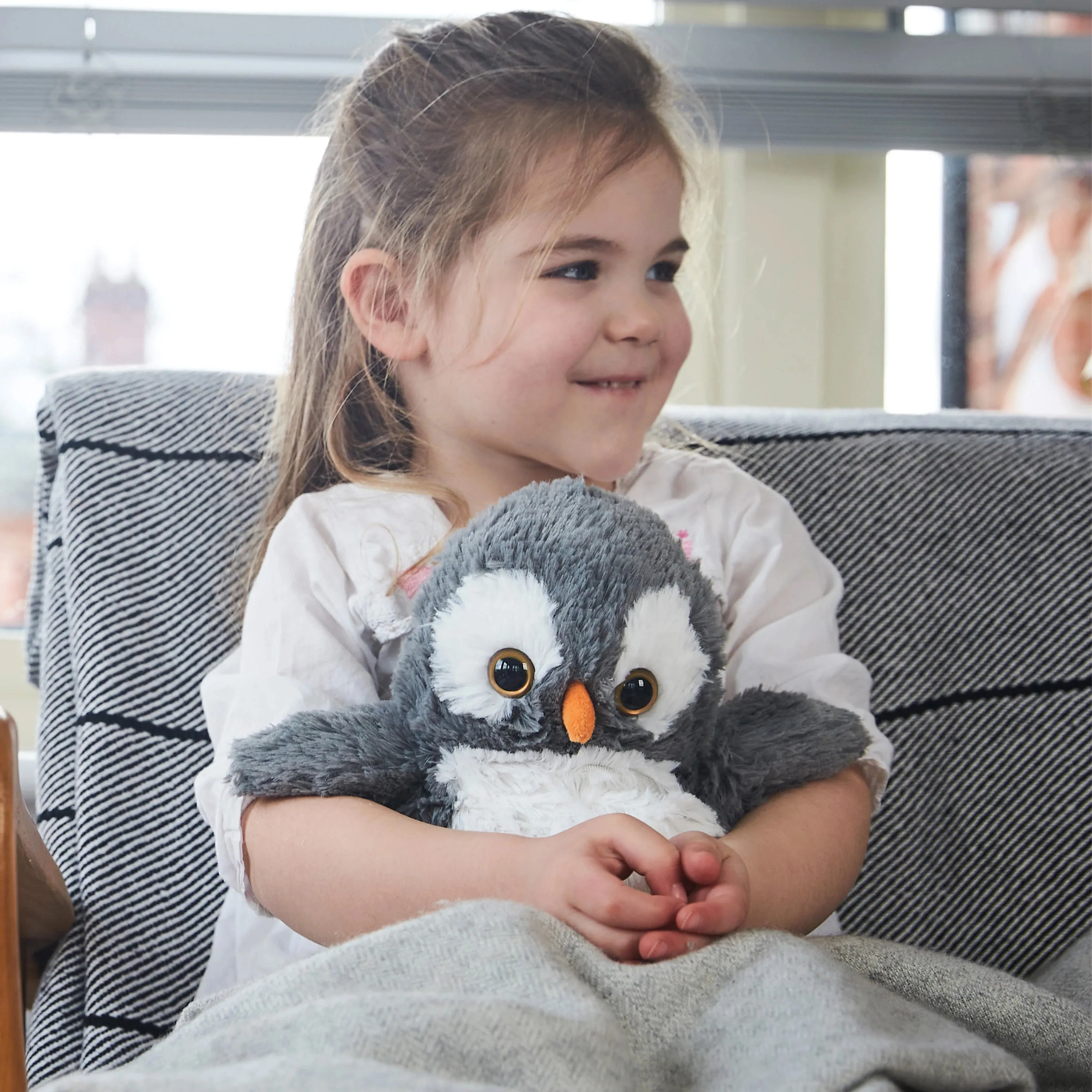 Cozy Plush Grey Owl Microwave Animal Toy