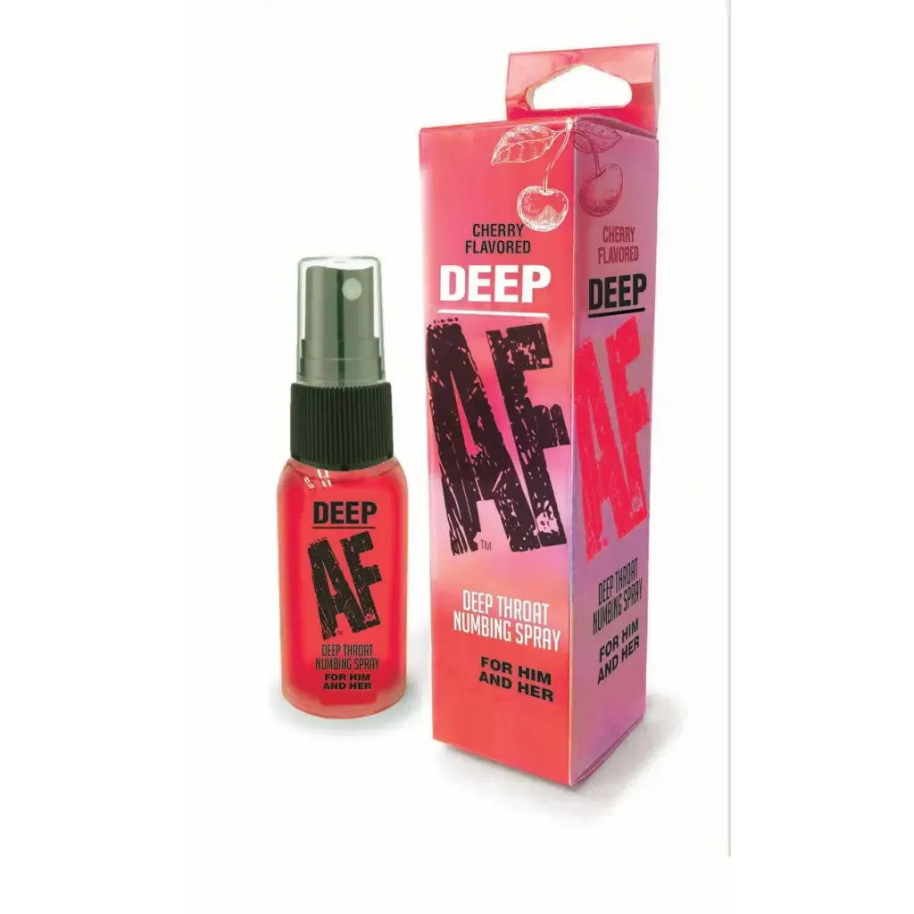 Deep AF Cherry Flavored Deep Throat Numbing Spray 1 oz.