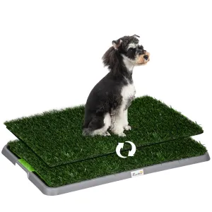 Dog Toilet with 2 Packs Artificial Grass Pads, 67 x 41cm, Green