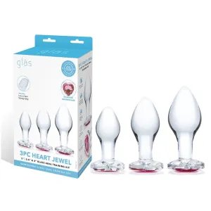 Glas 3Pc Heart Jewel Glass Anal Training Kit