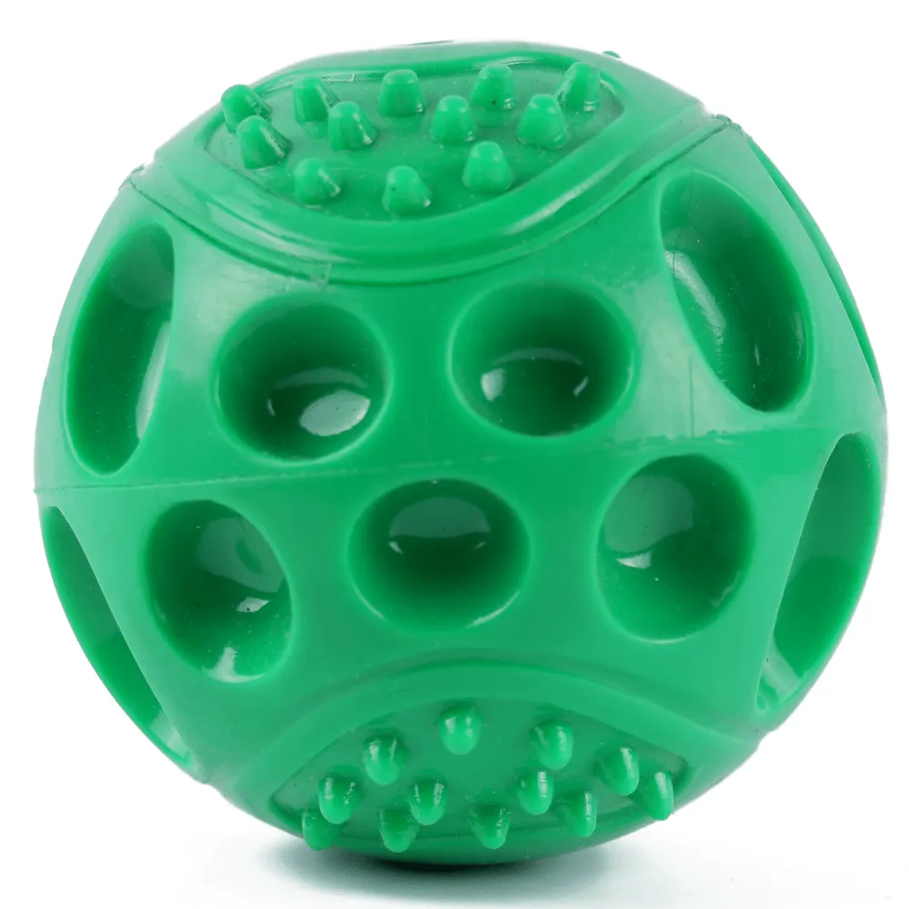 Goofy Tails Hard Squeaky Rubber Ball Toy for Dogs (Green)