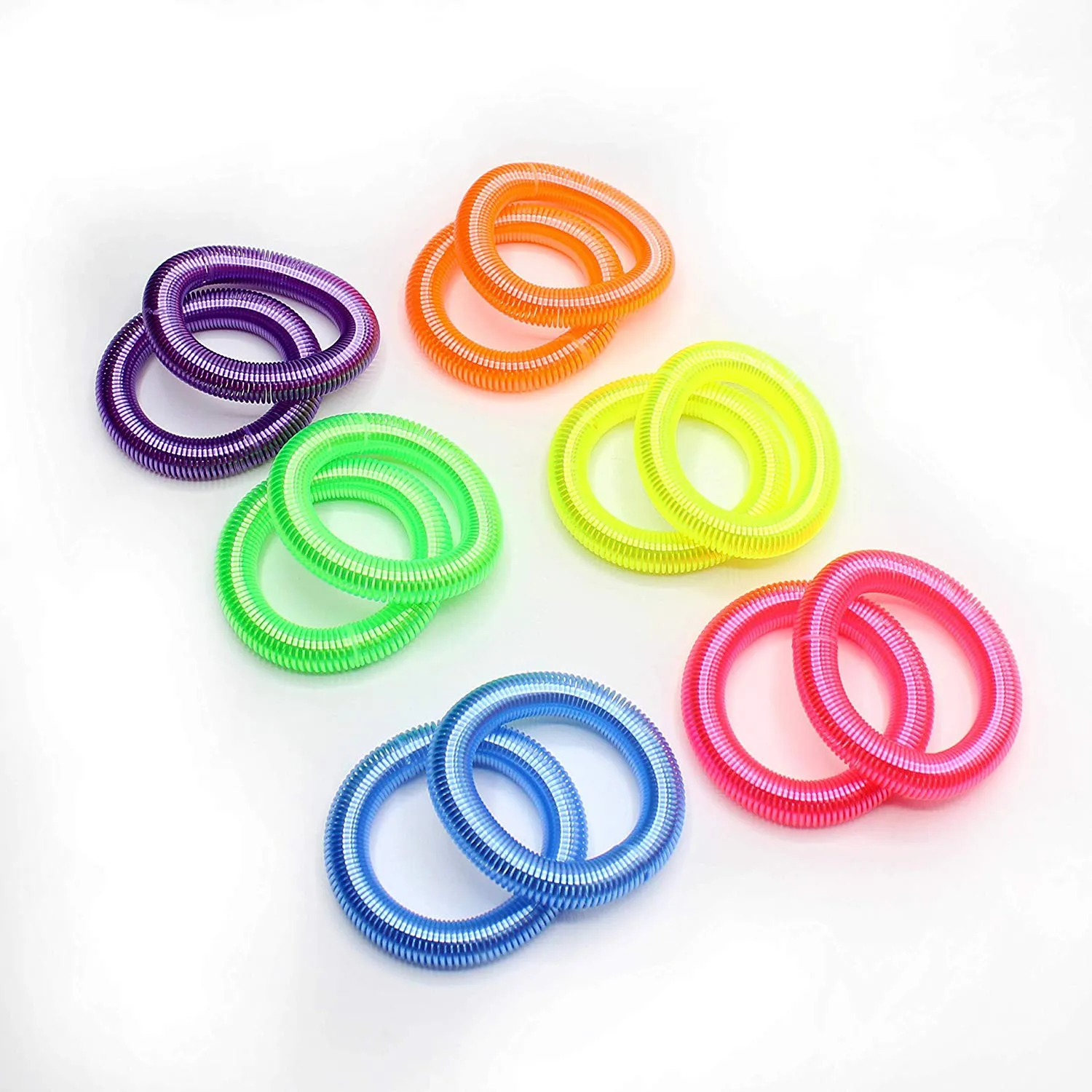 Kicko Neon Spring Bracelet - 12mm - Elastic Bracelet Pack of 12 - Fancy Wrist Bracelet