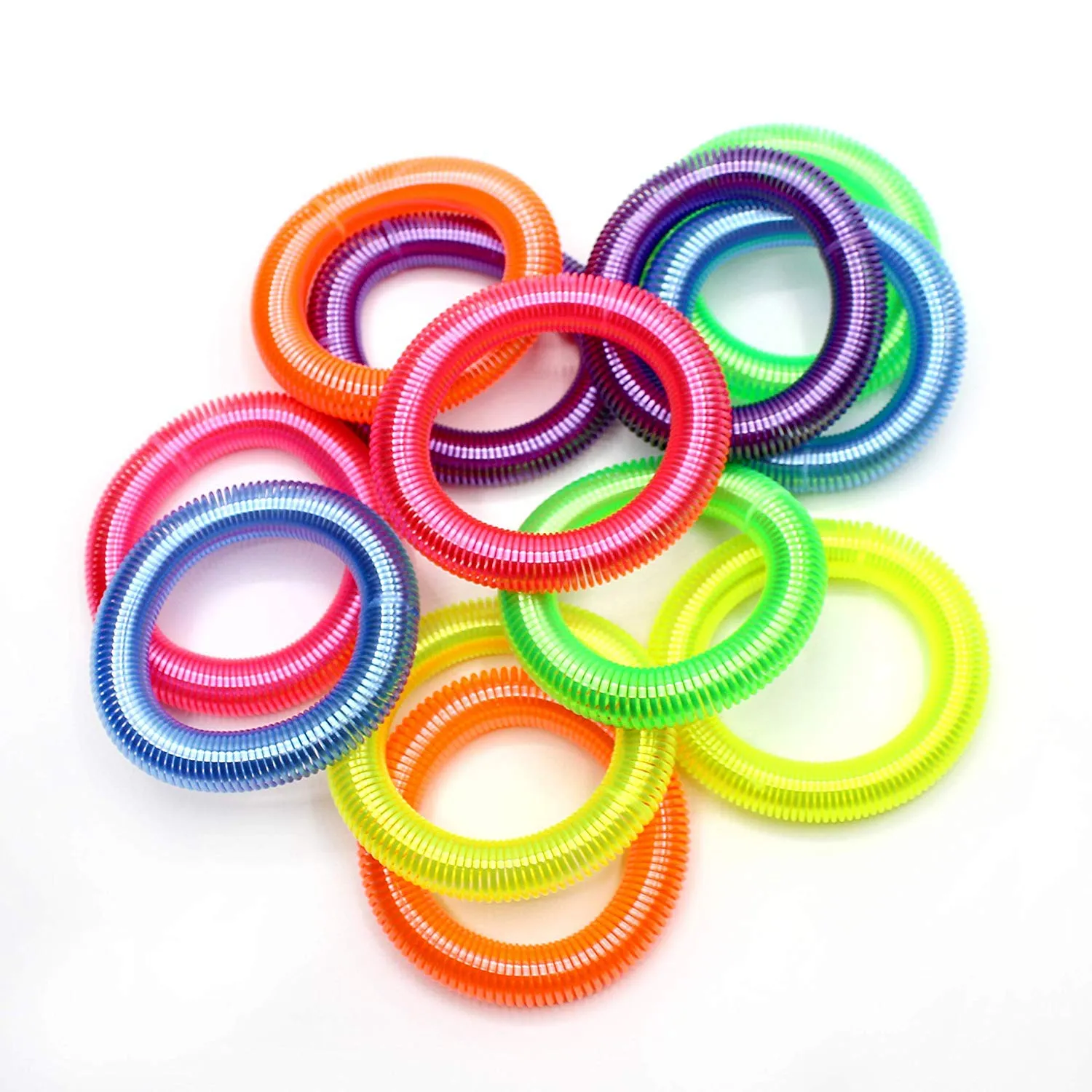 Kicko Neon Spring Bracelet - 12mm - Elastic Bracelet Pack of 12 - Fancy Wrist Bracelet