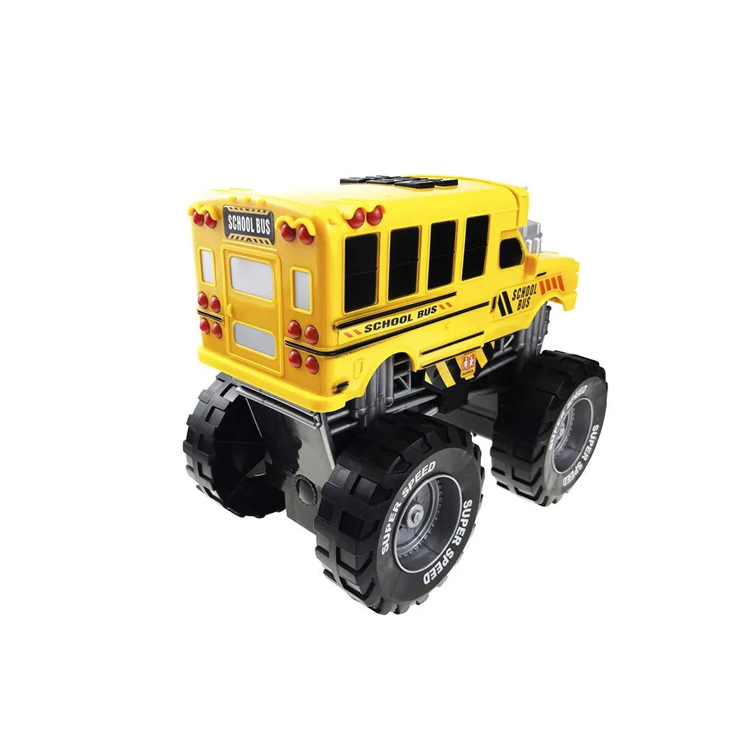 Monster Truck with Lights and Sounds, School Bus Vehicle Toy, for Boys and Girls Ages 3 