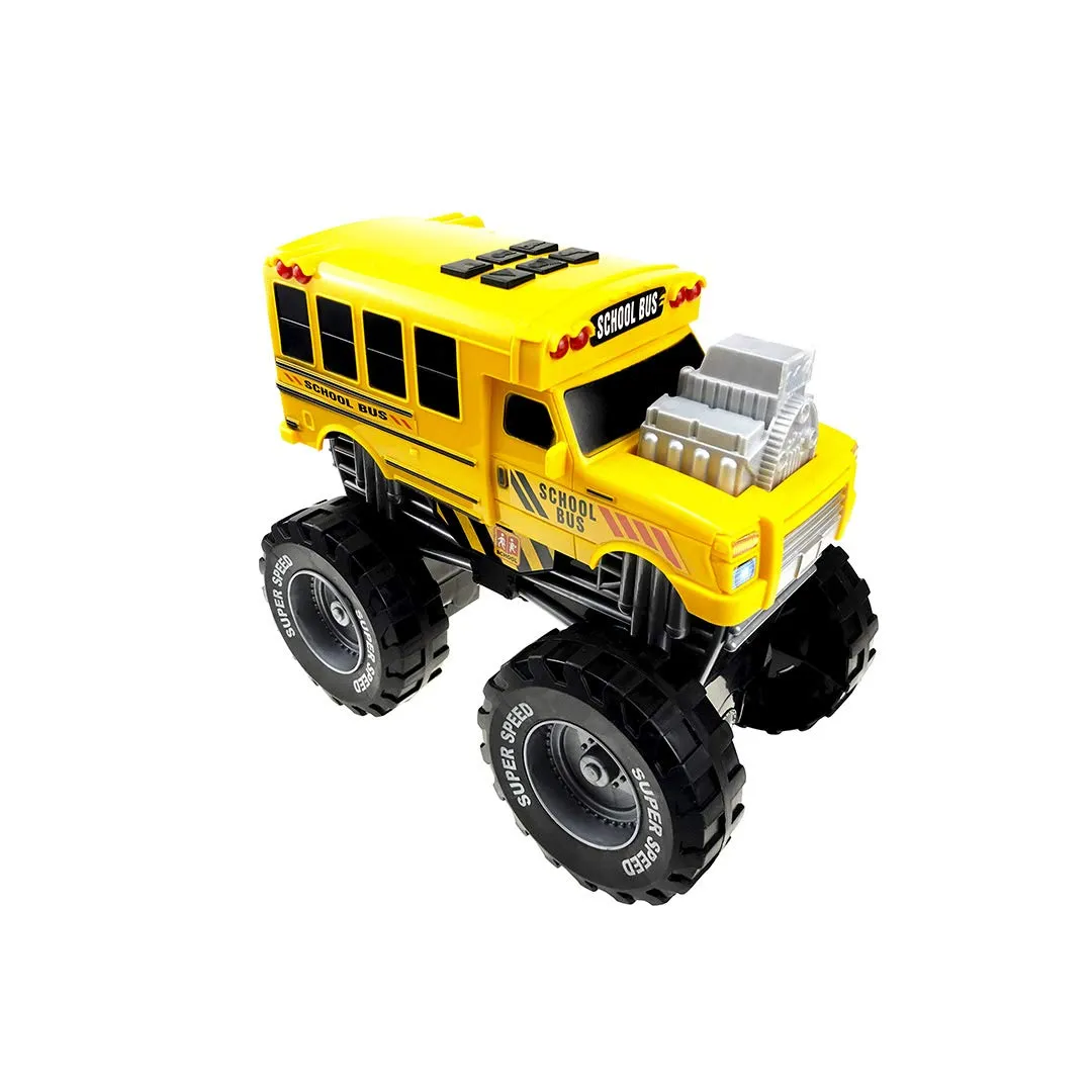 Monster Truck with Lights and Sounds, School Bus Vehicle Toy, for Boys and Girls Ages 3 