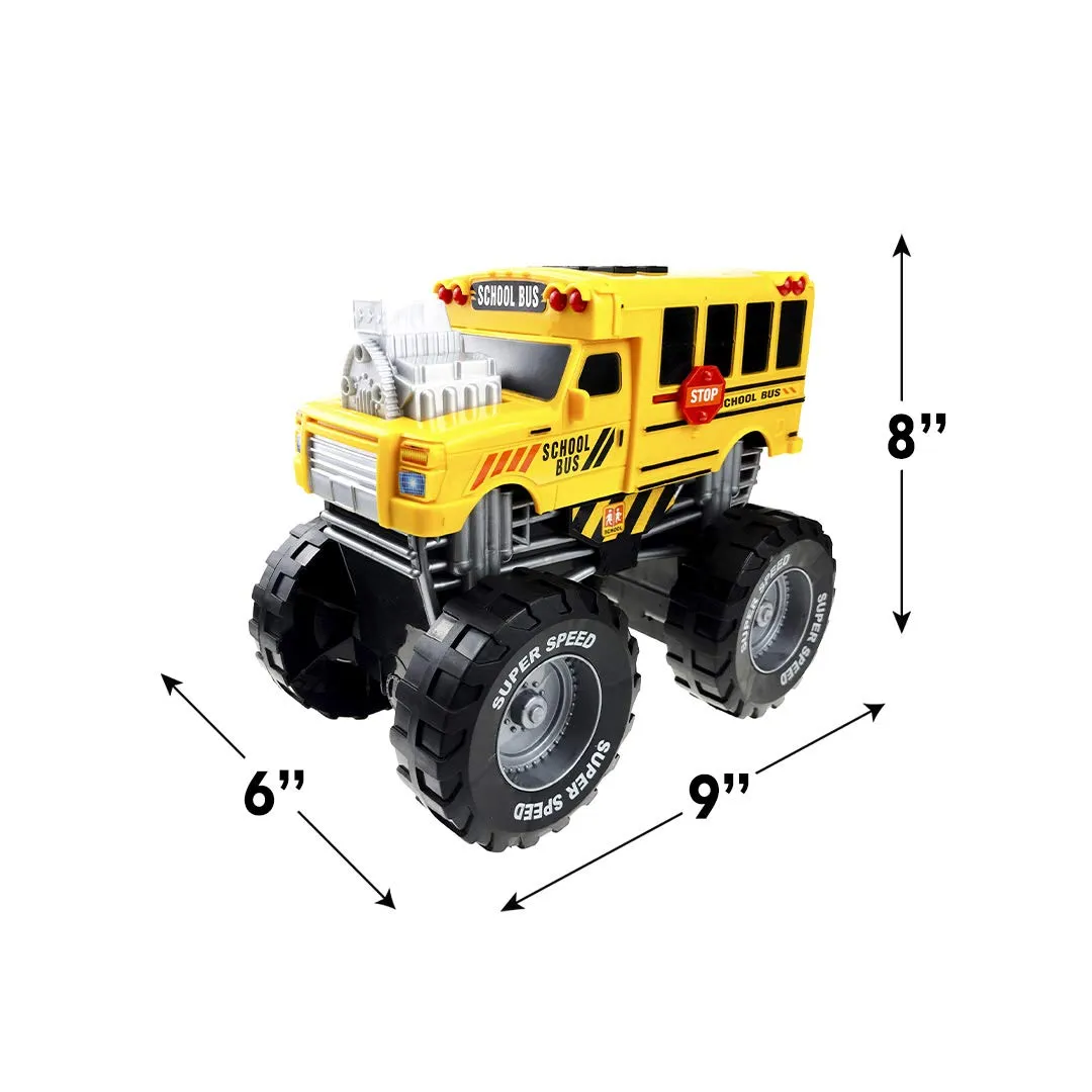 Monster Truck with Lights and Sounds, School Bus Vehicle Toy, for Boys and Girls Ages 3 