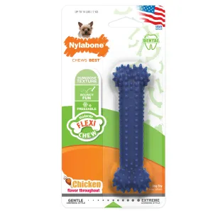 Nylabone Moderate Chew FlexiChew Dental Chew Toy Textured Bone Chicken X-Small up to 15 lbs.