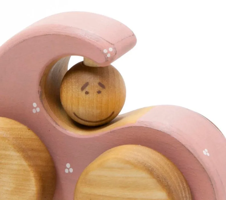 Pink Wooden Beetle Car Toy