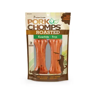 Pork Chomps 4.5-inch Roasted Pressed Pork Skin Dog Bone, 2 count Dog Chews