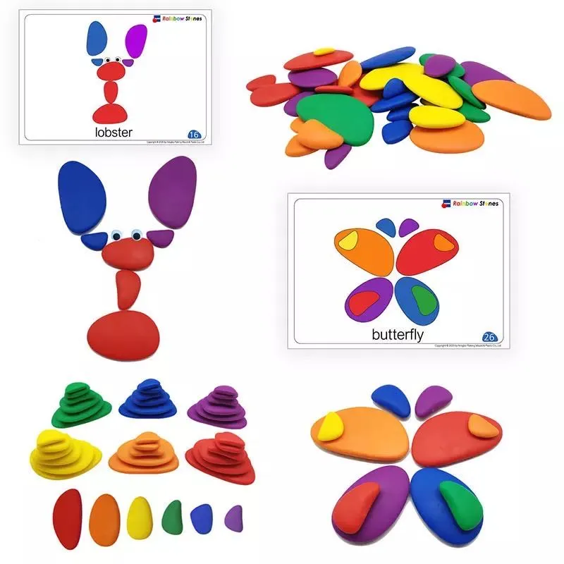 Rainbow Pebbles activity set with Cards - Open Ended Play Toys