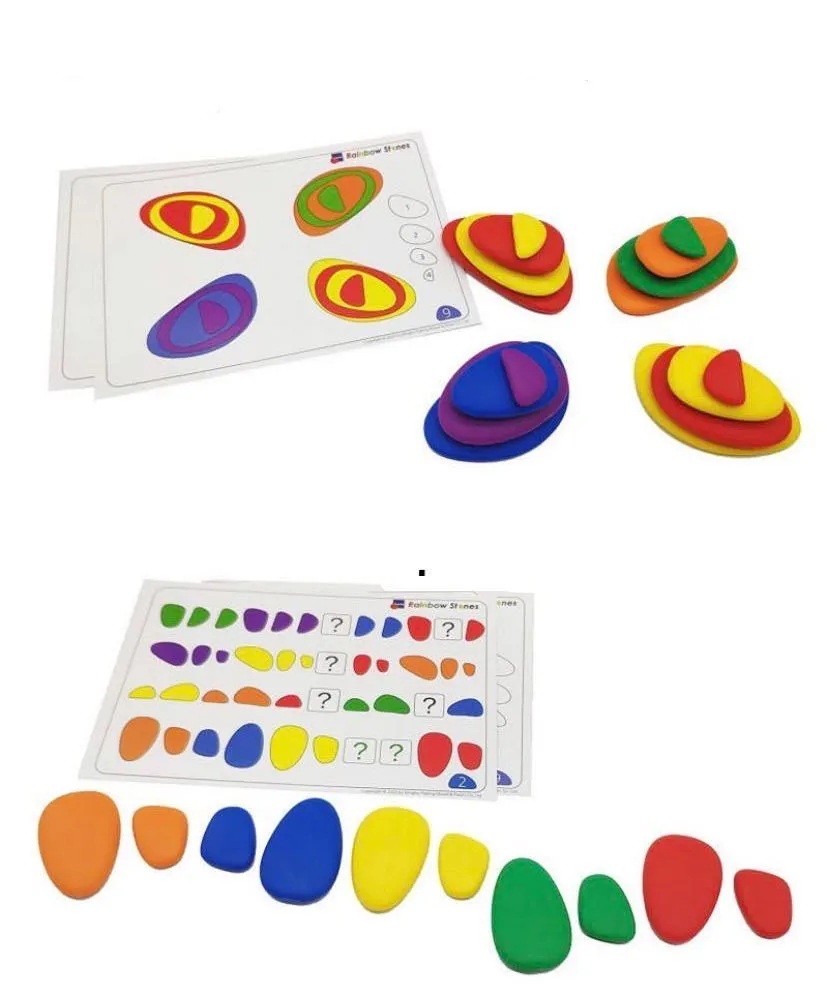 Rainbow Pebbles activity set with Cards - Open Ended Play Toys