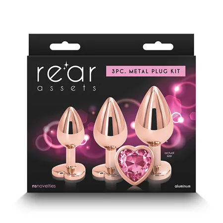 Rear Assets Pink Heart Gem Anal Trainer Kit - Rose Gold