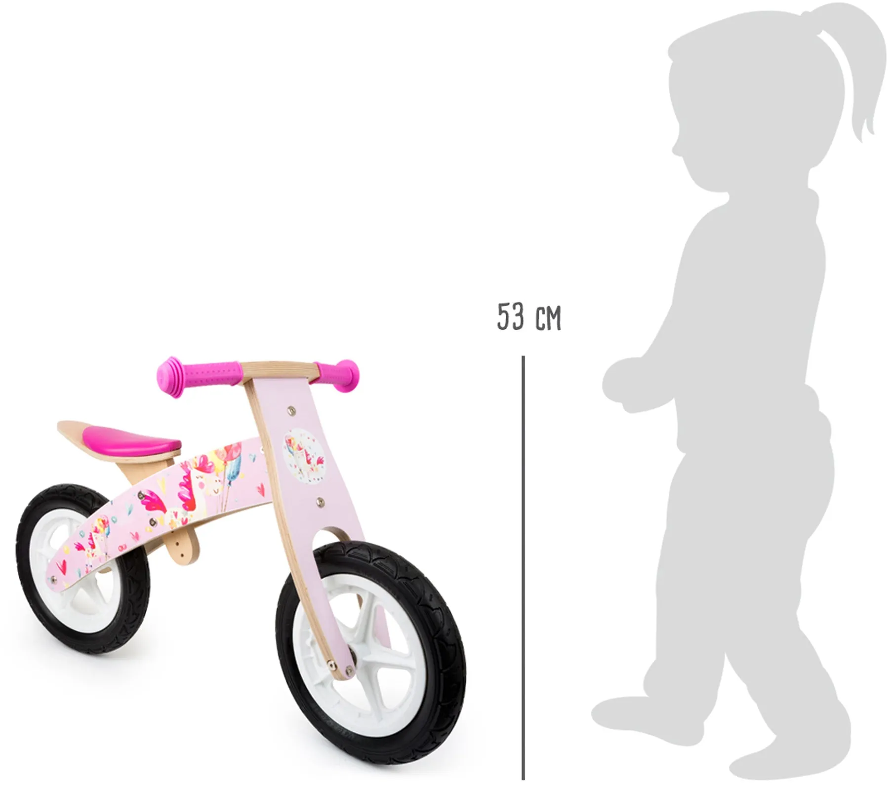 Small Foot Wooden Balance Bike Pink Unicorn