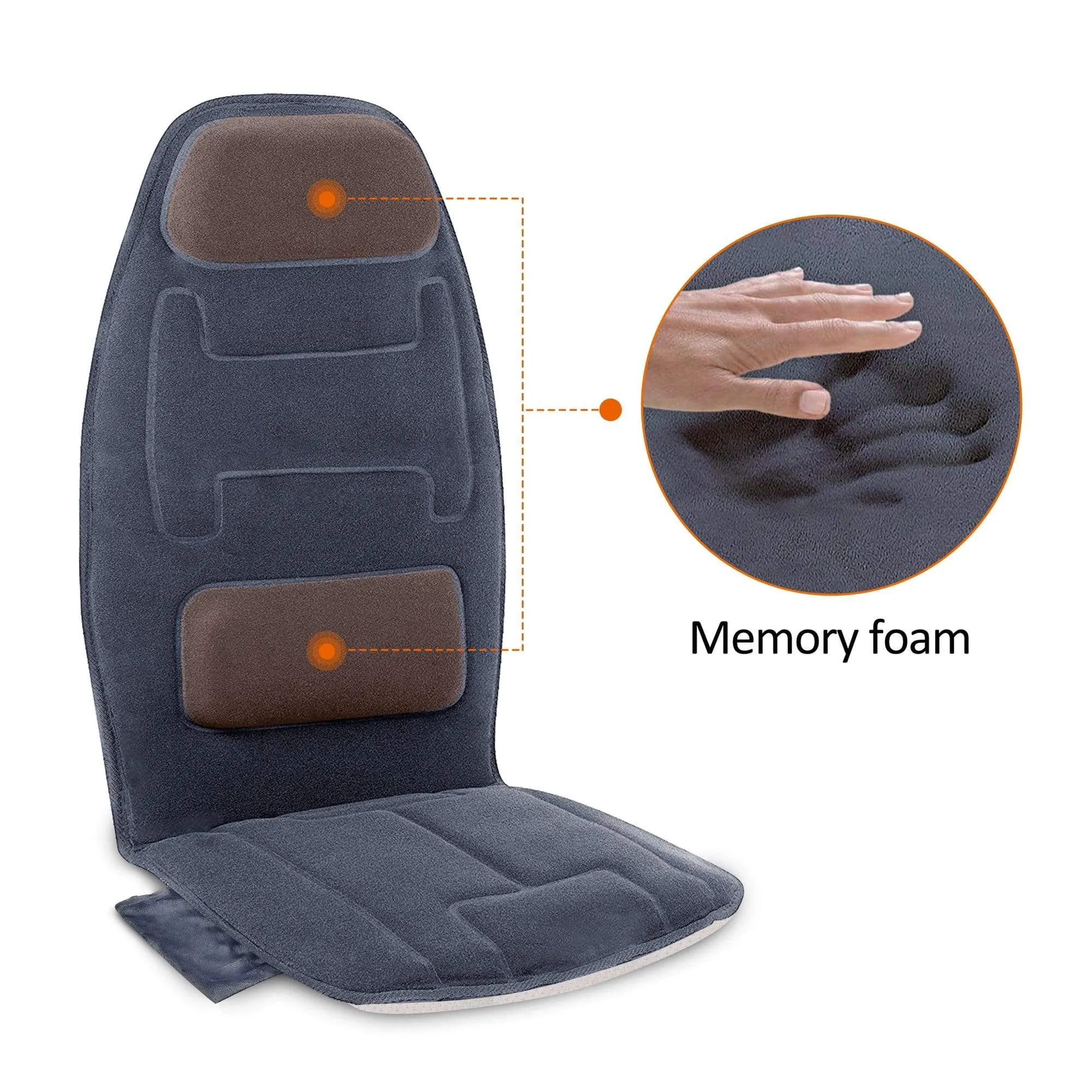 Vibration Back Massage Seat Cushion with Heat & Memory Foam Support Pad -126