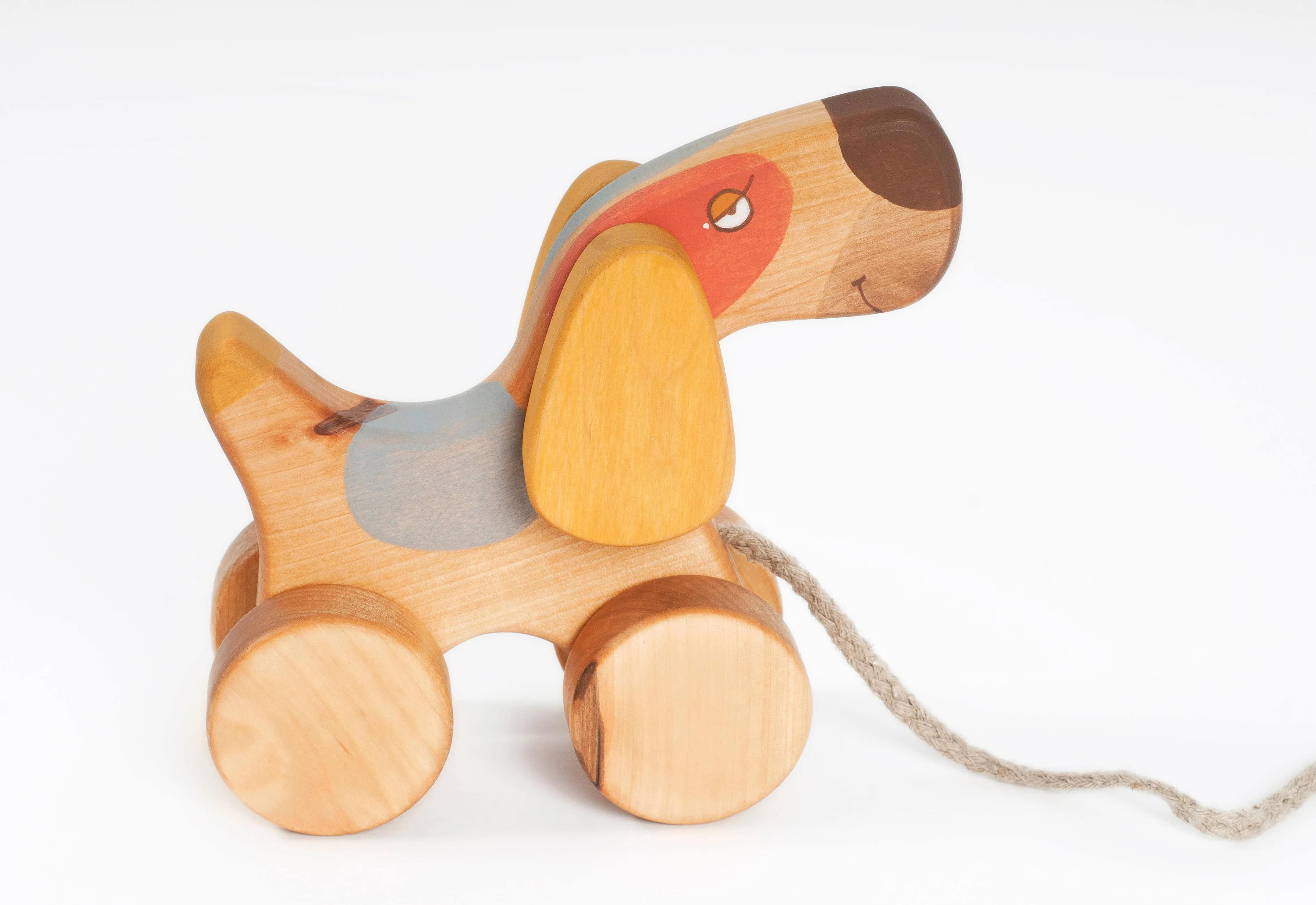 Wooden Pull Toy Terrier Dog